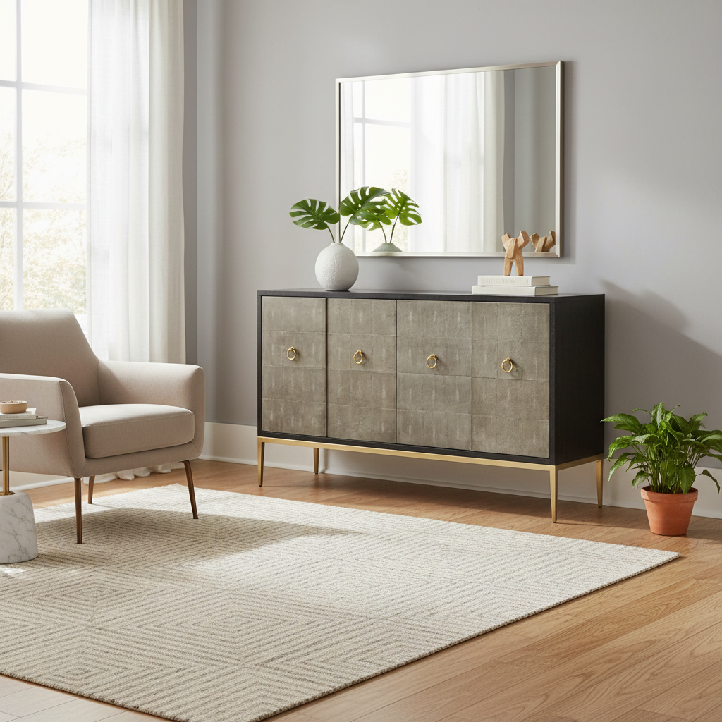 Deruta Grey Shagreen Effect Sideboard