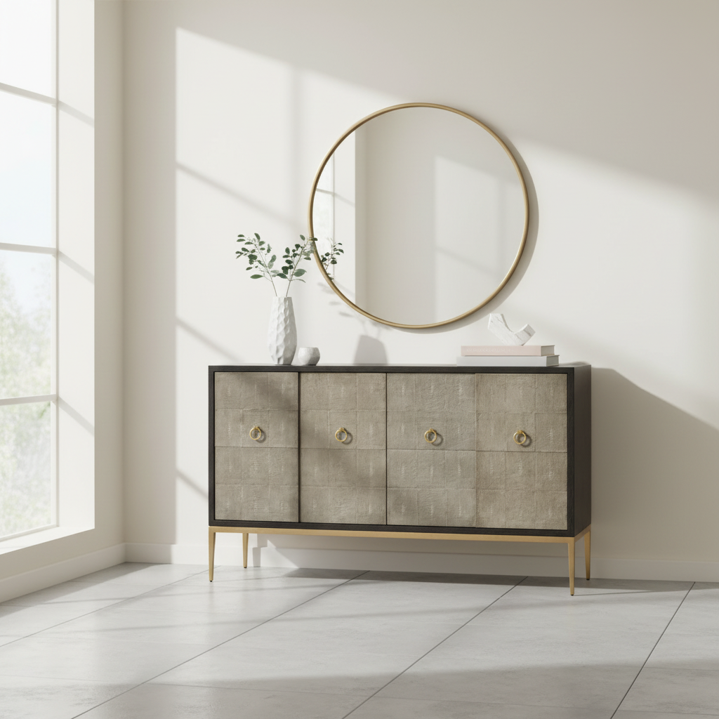 Deruta Grey Shagreen Effect Sideboard