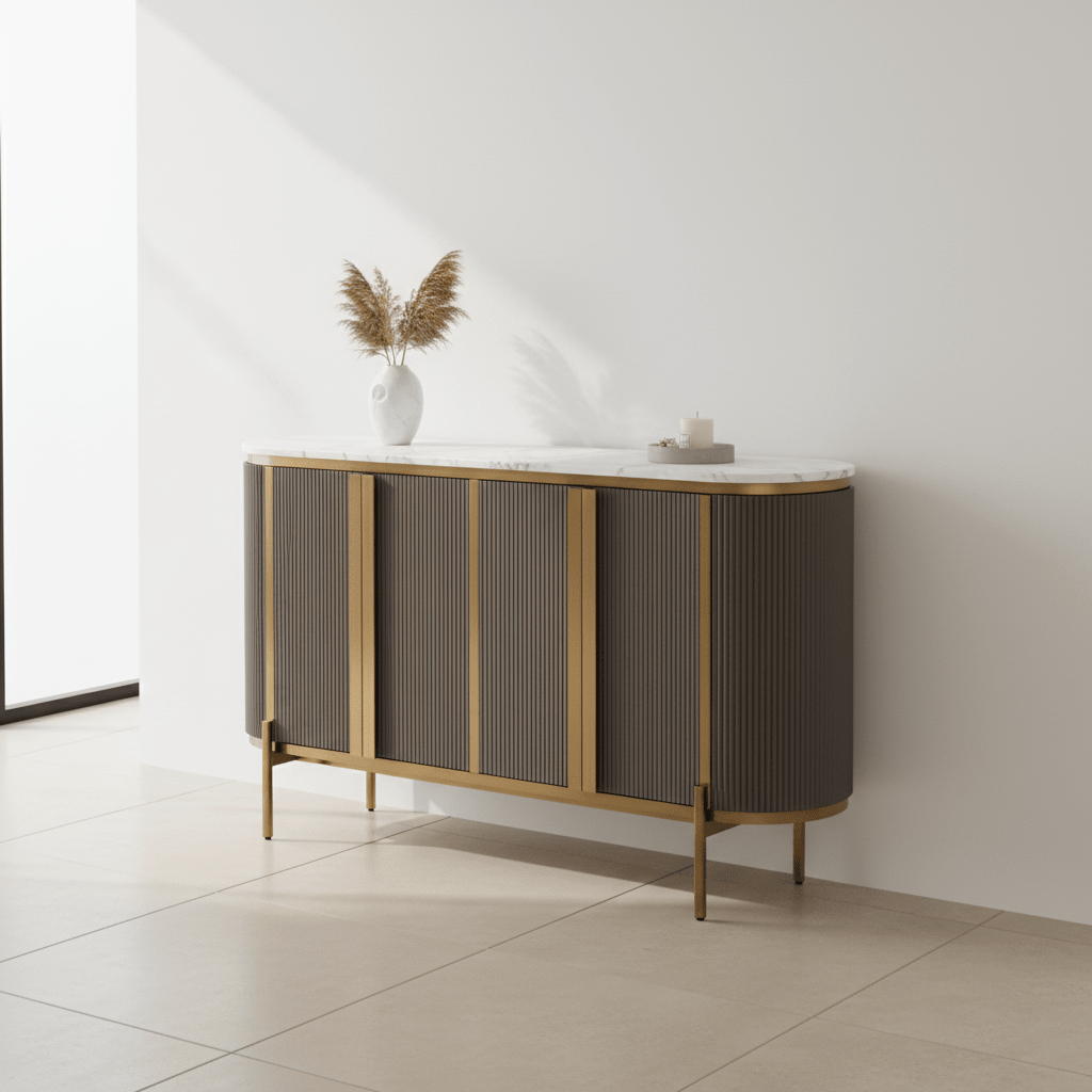 Dervio Four Door Marble Top Sideboard