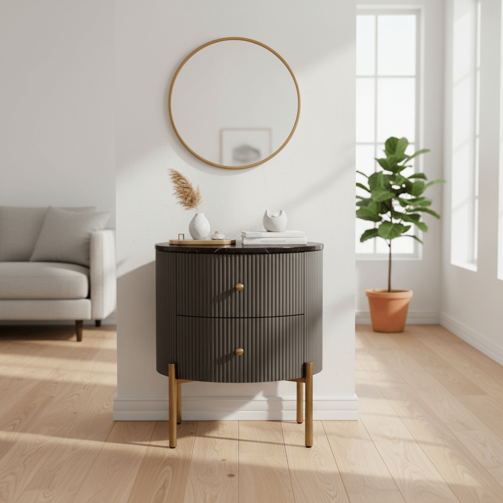 Dervio Two Drawer Marble Top Chest