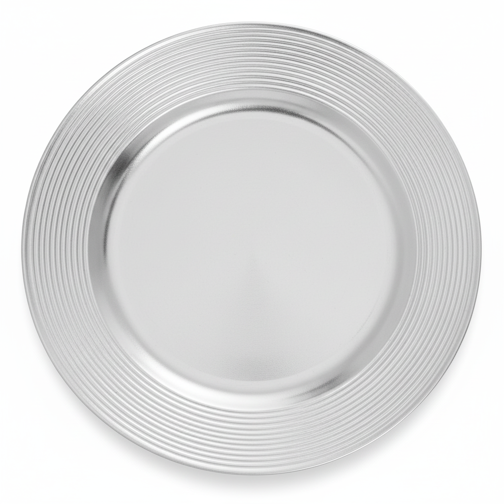 Dia Silver Finish Ribbed Charger Plate