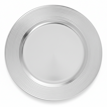 Dia Silver Finish Ribbed Charger Plate