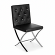 Diamante Black Leather Effect Chair With Stainless Steel Cross Legs