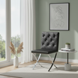 Diamante Black Leather Effect Chair With Stainless Steel Cross Legs
