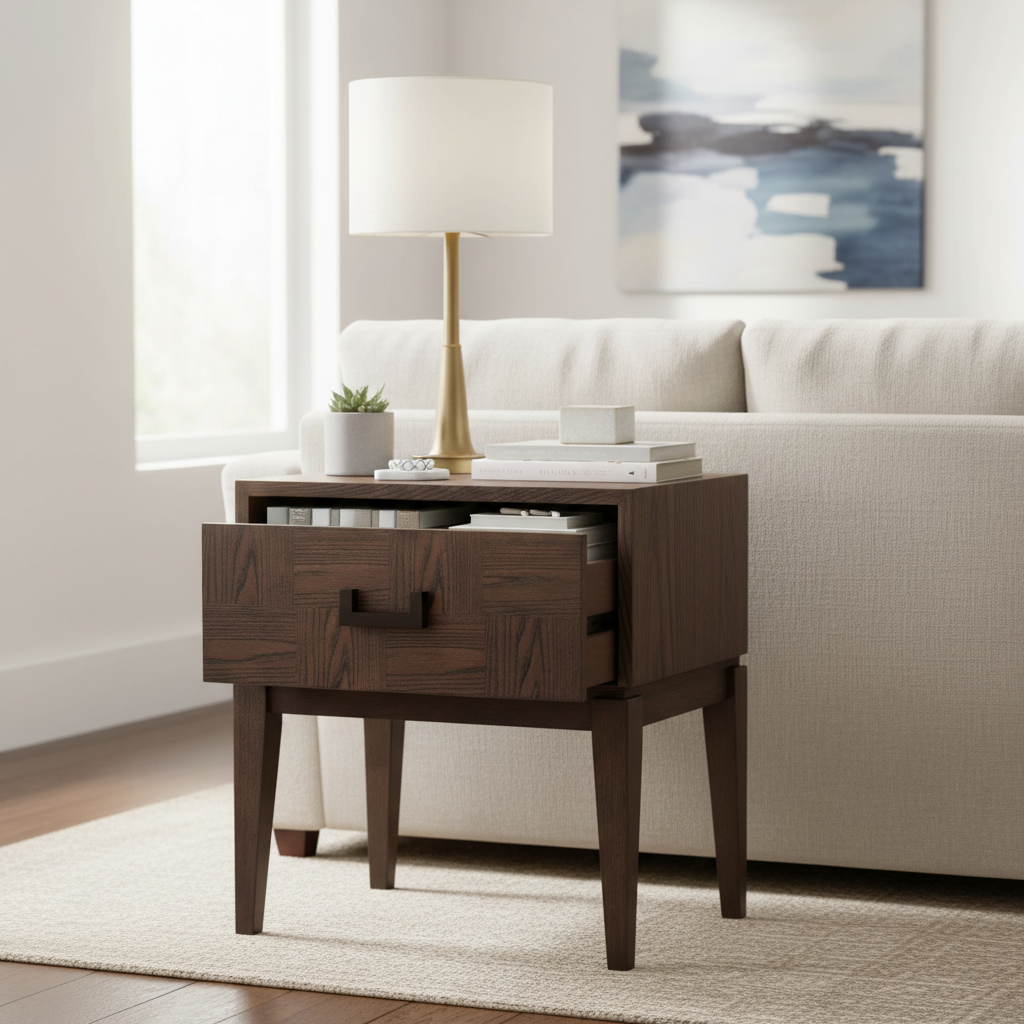 Dimaro One Drawer Antique Grey Side Table