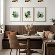 Dining Room Art Farmhouse Botanical Leaves Green & Gold-Toned wall art displayed on a wall in a styled room — view 3