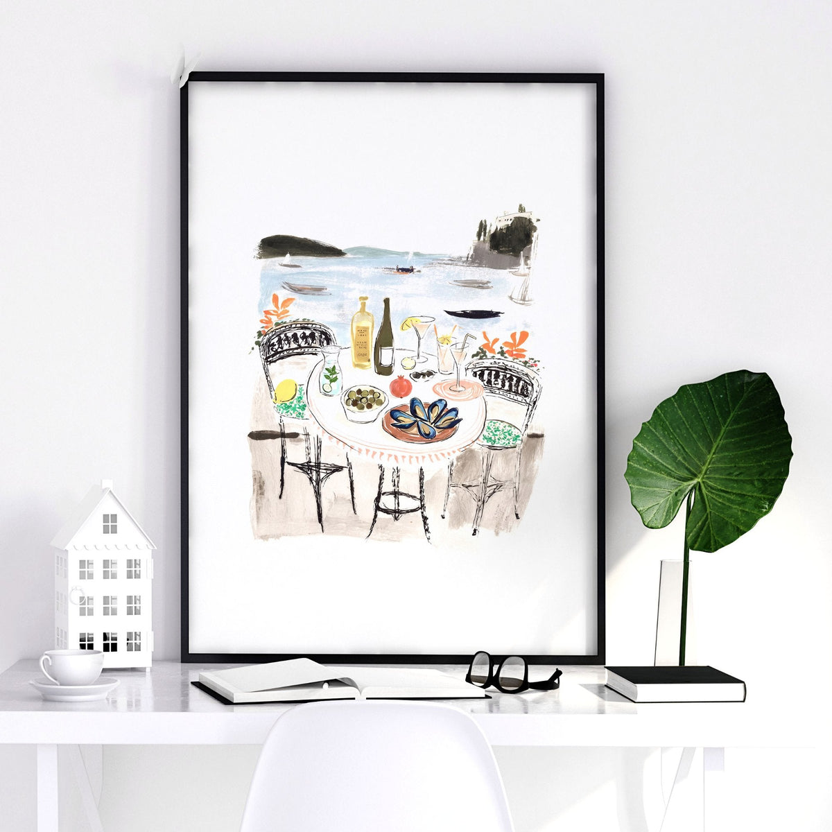 Dining Room Wall Art Amalfi Coast Mediterranean Watercolour Prints "Sotto il sole di Amalfi" | Set of 3