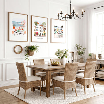 Dining Room Wall Art Amalfi Coast Mediterranean Watercolour Prints "Sotto il sole di Amalfi" | Set of 3