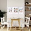 Dining Room Wall Art Amalfi Coast Mediterranean Watercolour Prints 