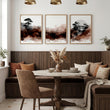 Japandi Japanese Ink Wash Landscape Dining Room Wall Art displayed on a wall in a styled room — view 5