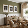 Dining Room Wall Decor French Country Botanical White Wildflowers & Blossom on Dark Brown displayed on a wall in a styled room