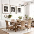 Dining Room Wall Decor French Country Botanical White Wildflowers & Blossom on Dark Brown displayed on a wall in a styled room — view 2