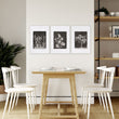 Dining Room Wall Decor French Country Botanical White Wildflowers & Blossom on Dark Brown displayed on a wall in a styled room — view 4