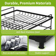 Dish Drainer Rack - Extendable Dish Drainer, Multifunctional Anti - Rust Dish Rack for Kitchen Counter, with Cutlery & Cup Holders