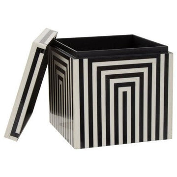 Donato Large Square Black and White Stripe Trinket Box