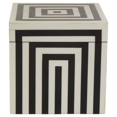 Donato Medium Square Black and White Stripe Trinket Box