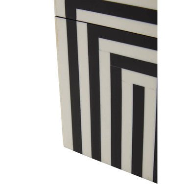 Donato Medium Square Black and White Stripe Trinket Box