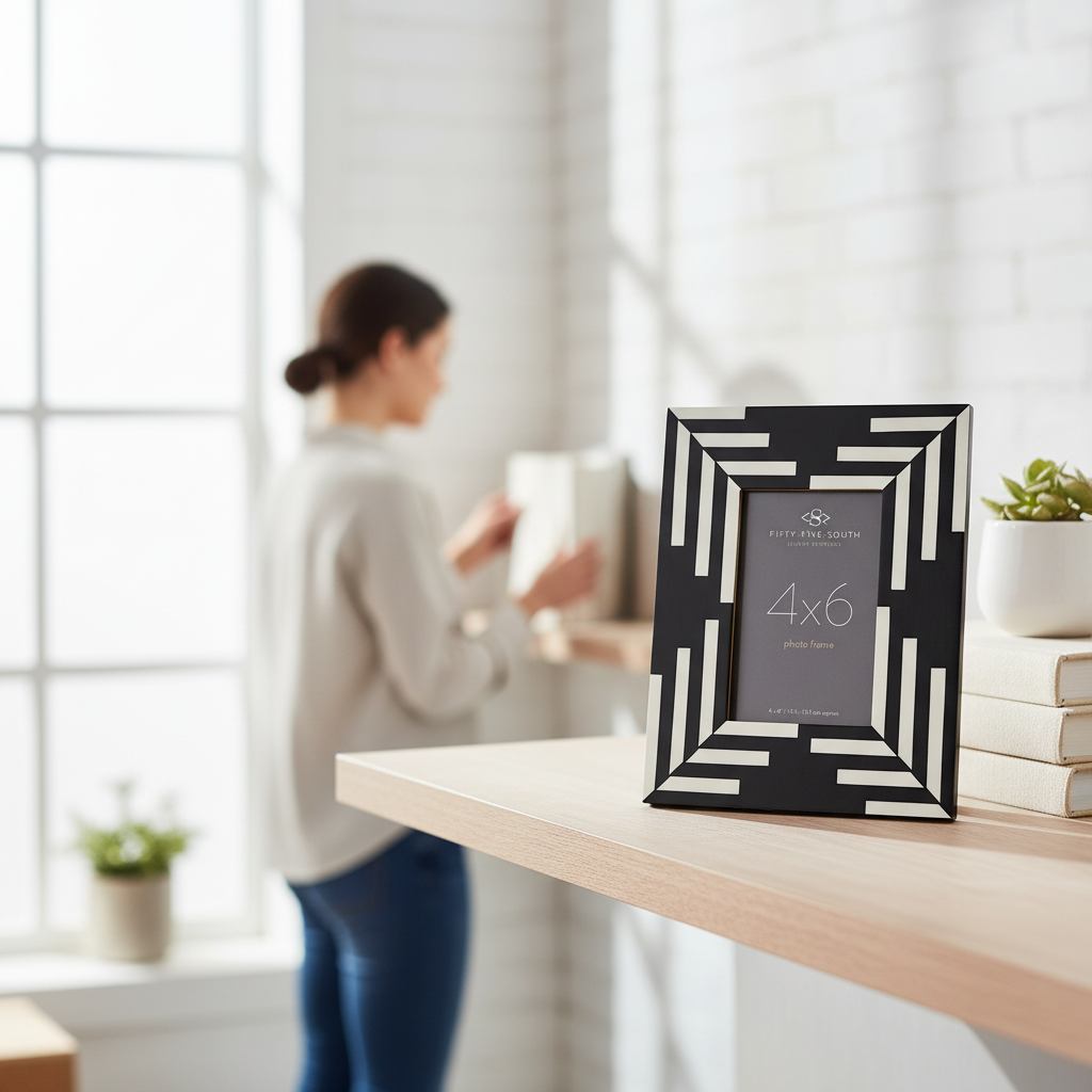 Donato 4In X 6In Black And White Stripe Photo Frame