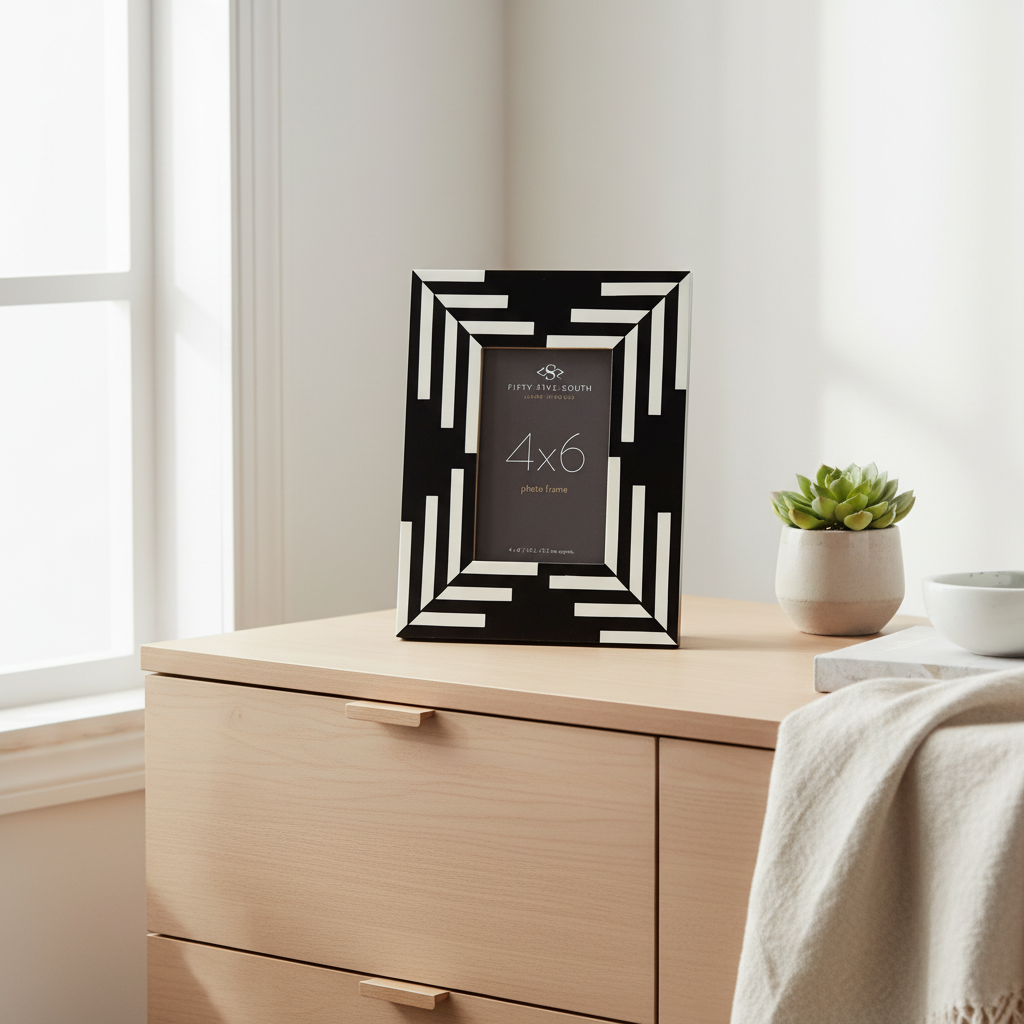 Donato 4In X 6In Black And White Stripe Photo Frame