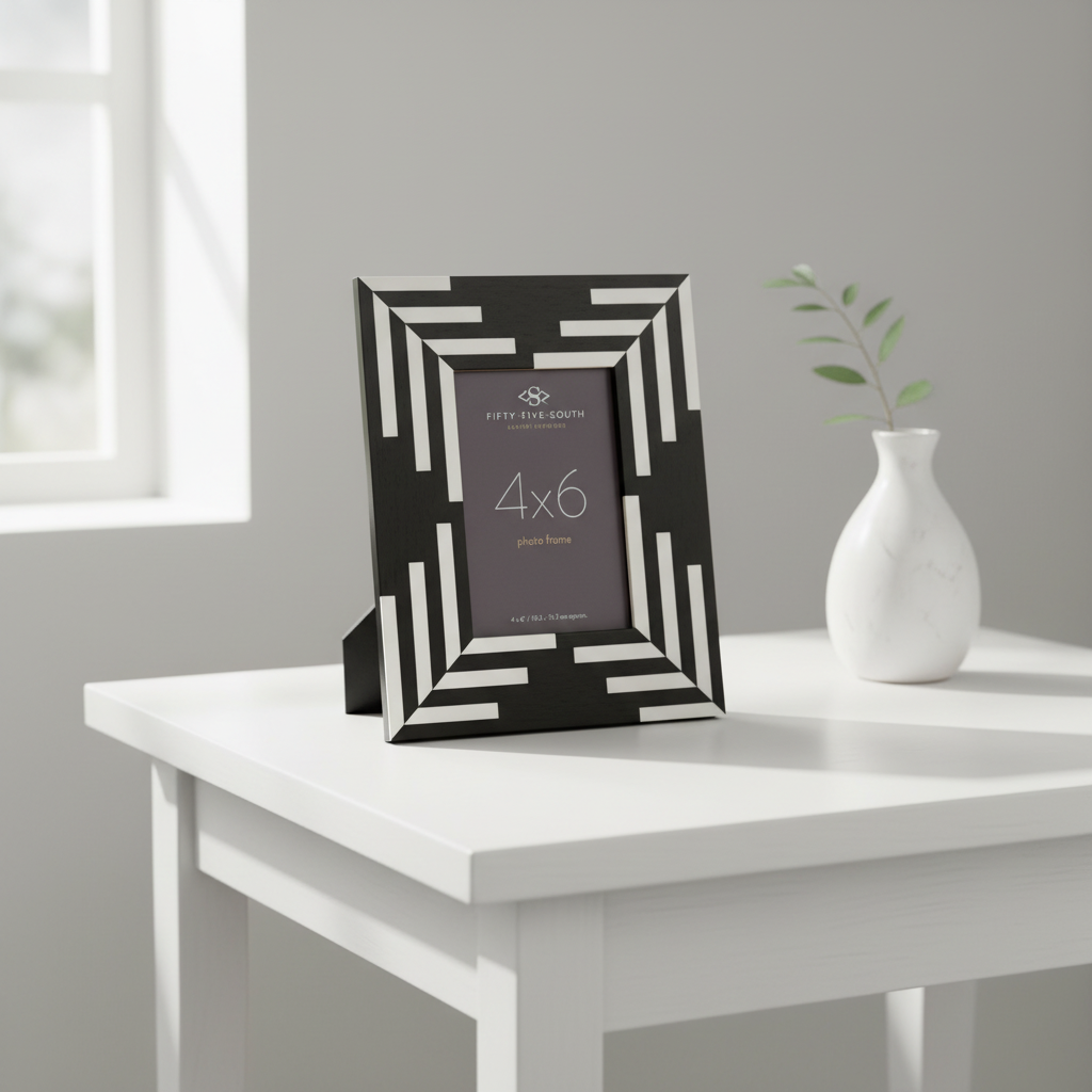Donato 4In X 6In Black And White Stripe Photo Frame