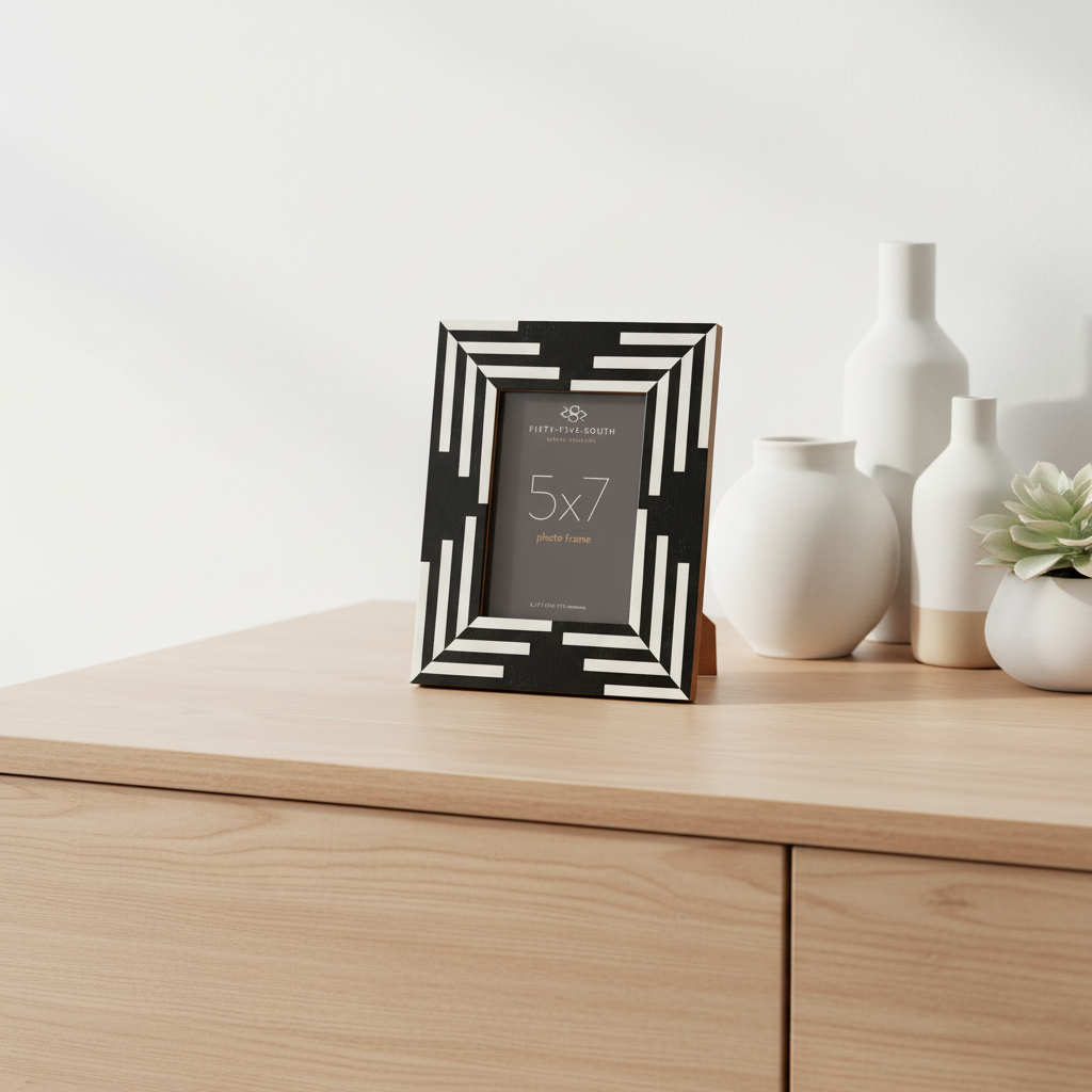 Donato 5In X 7In Black And White Stripe Photo Frame