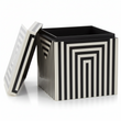 Donato Large Square Black and White Stripe Trinket Box
