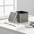 Donato Large Square Black and White Stripe Trinket Box