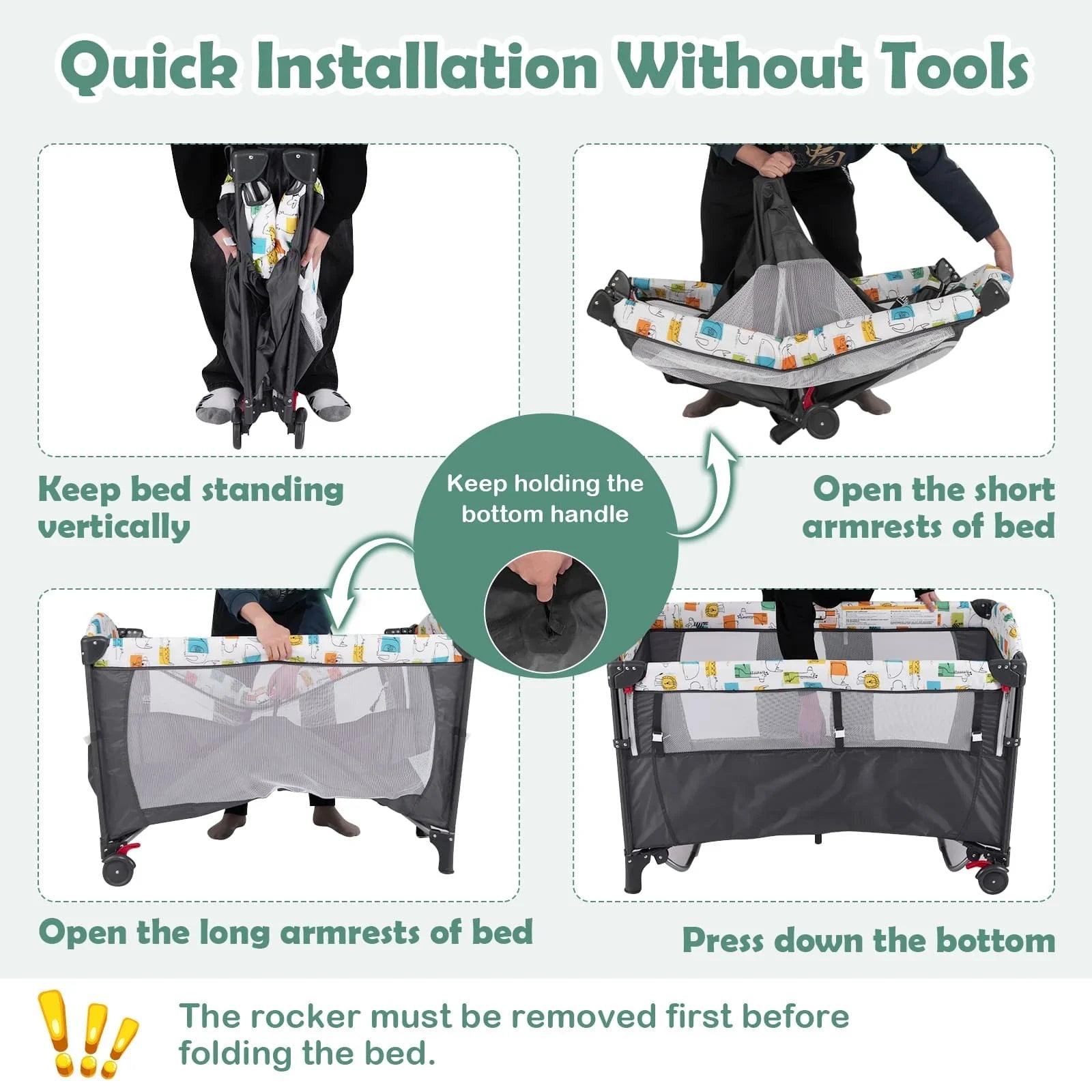 DORTALA 5 - in - 1 Baby Bassinet Bedside Sleeper Portable Pack and Play - Grey