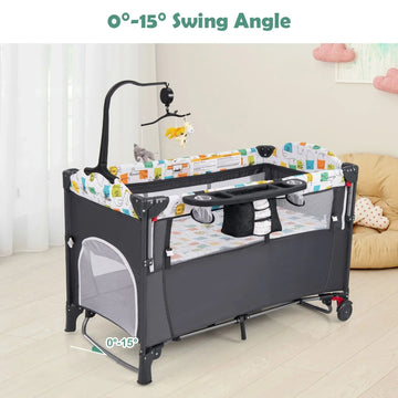 DORTALA 5 - in - 1 Baby Bassinet Bedside Sleeper Portable Pack and Play - Grey