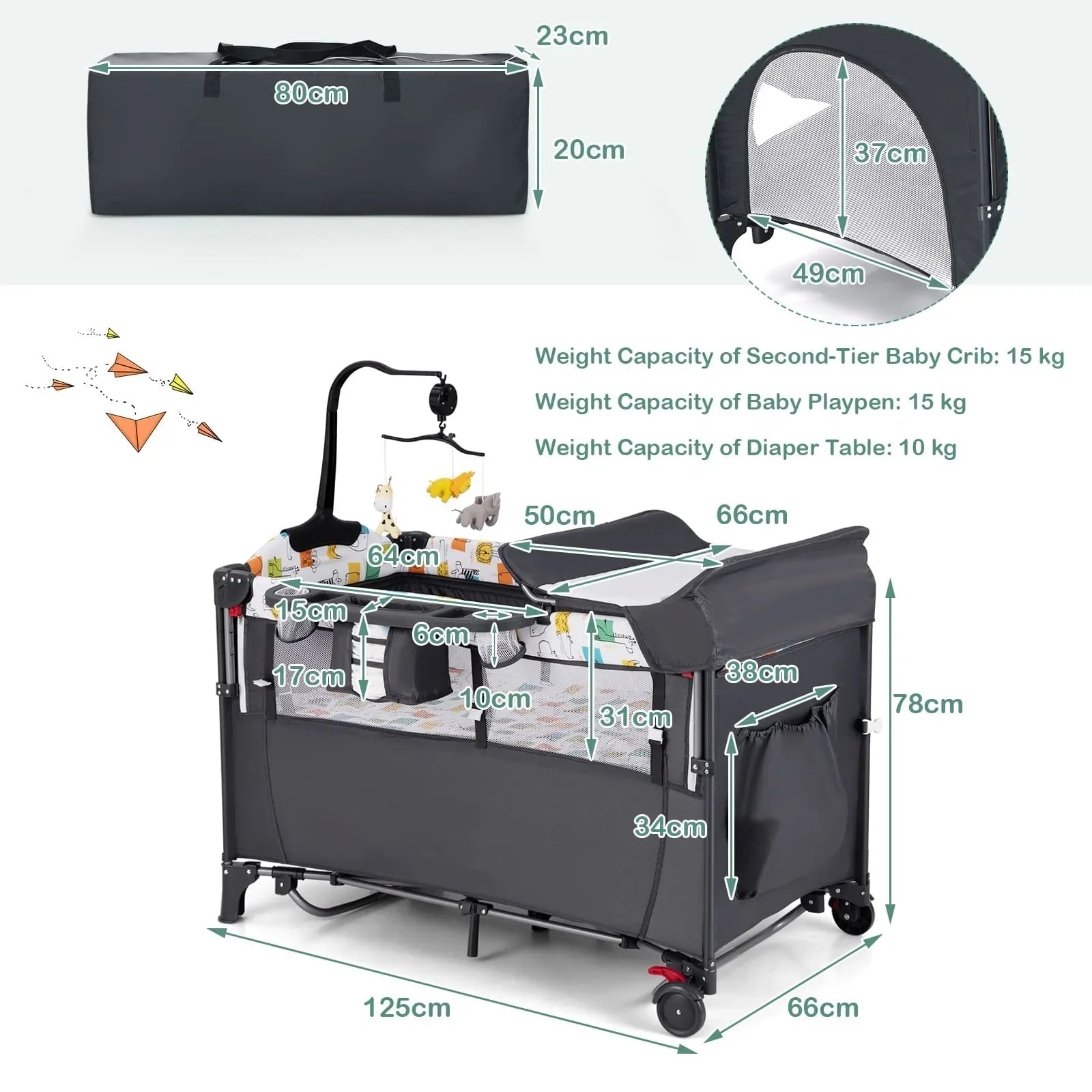 DORTALA 5 - in - 1 Baby Bassinet Bedside Sleeper Portable Pack and Play - Grey