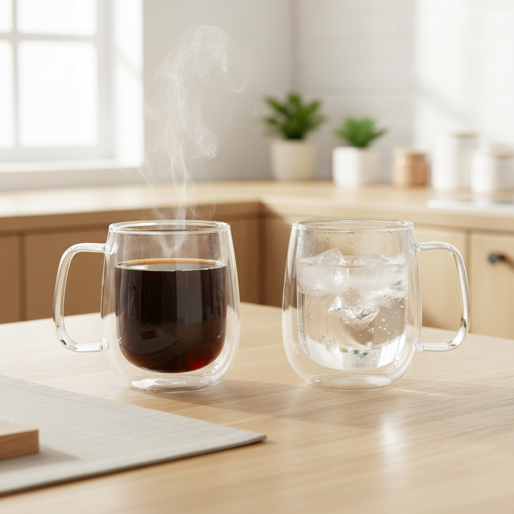Double-layer High Borosilicate Glass Water Cup Heat-resistant Belt Handle