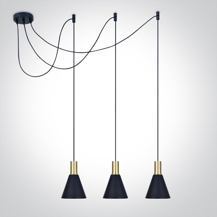 E27 Round Pendants - 63122B - 3x10W E27 pendant.