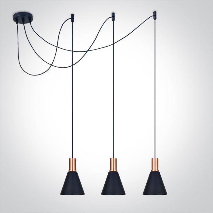 E27 Round Pendants - 63122B - 3x10W E27 pendant.