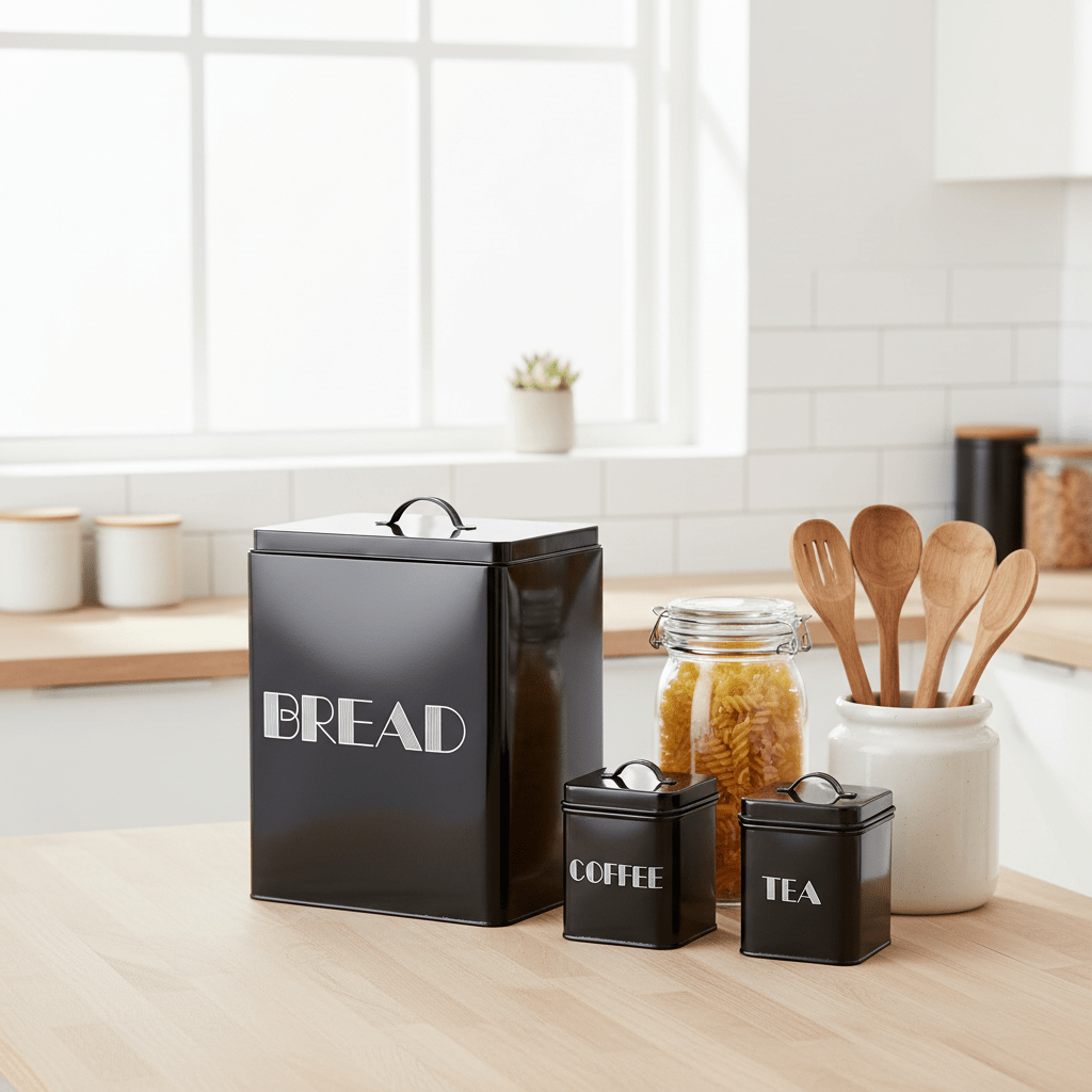 Easton 5 Piece Black Kitchen Storage Set
