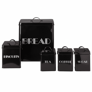 Easton 5 Piece Black Kitchen Storage Set