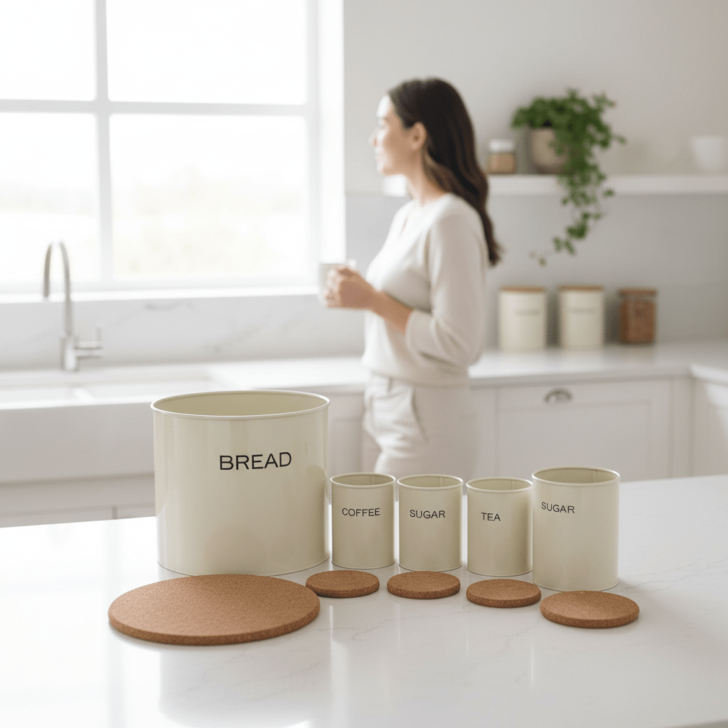 Easton 5 Piece Kitchen Storage Set in Cream
