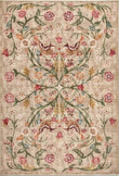 Eco - Washable Beige Rug Floral Design