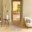 Eco - Washable Beige Rug Floral Design