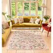 Eco - Washable Beige Rug Floral Design