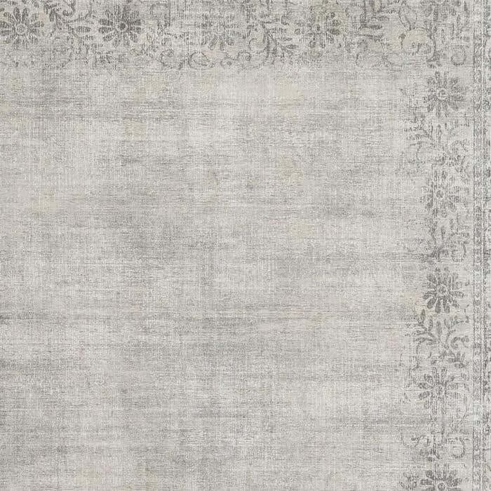 Eco - Washable Grey Rug Bordered Design