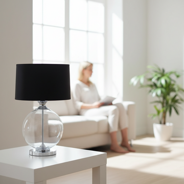 Edna Small Black Linen Shade Table Lamp