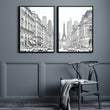 Eiffel Tower Art Paris Street Scene Line Drawing wall art displayed on a wall in a styled room — view 3