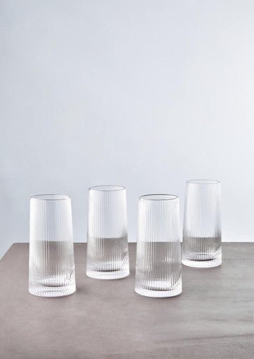 Eldon Set of Four Ribbed Hi Ball Glasses