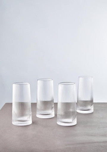 Eldon Set of Four Ribbed Hi Ball Glasses