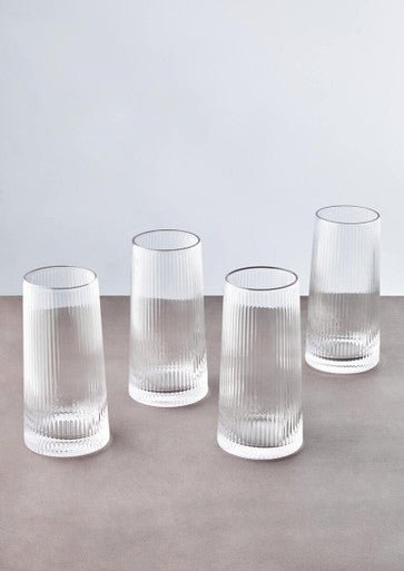 Eldon Set of Four Ribbed Hi Ball Glasses