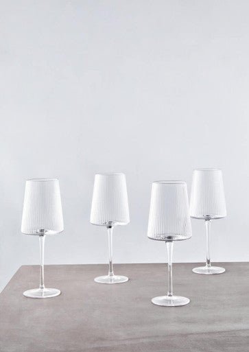 Eldon Set of Four Ribbed Wine Glasses Mob Packaging