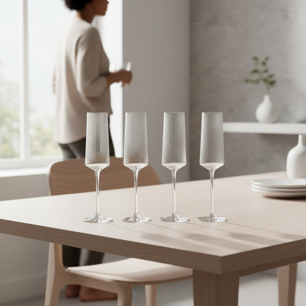 Eldon Set of Four Ribbed Champagne Glasses