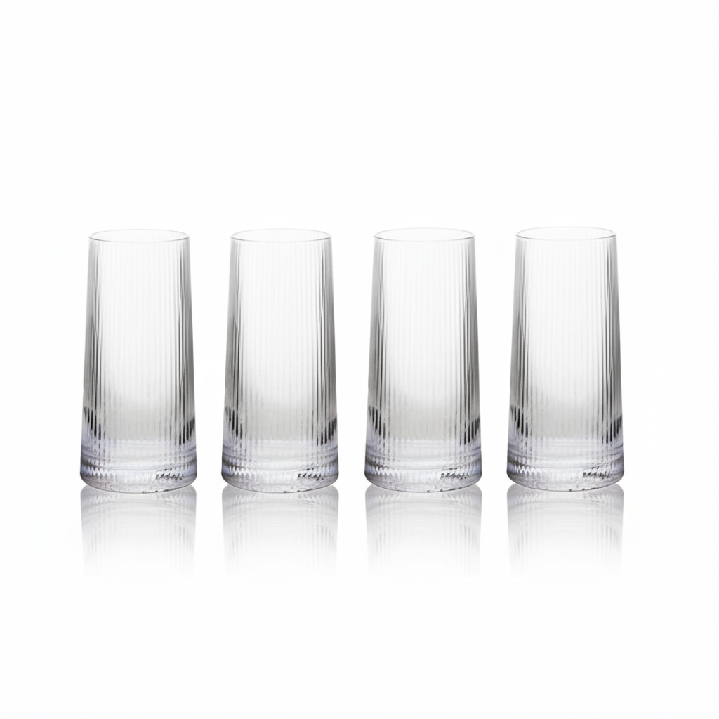 Eldon Set of Four Ribbed Hi Ball Glasses