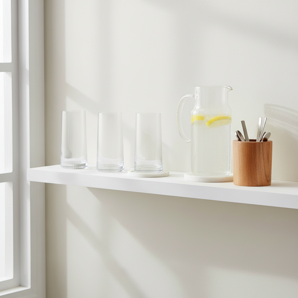 Eldon Set of Four Ribbed Hi Ball Glasses
