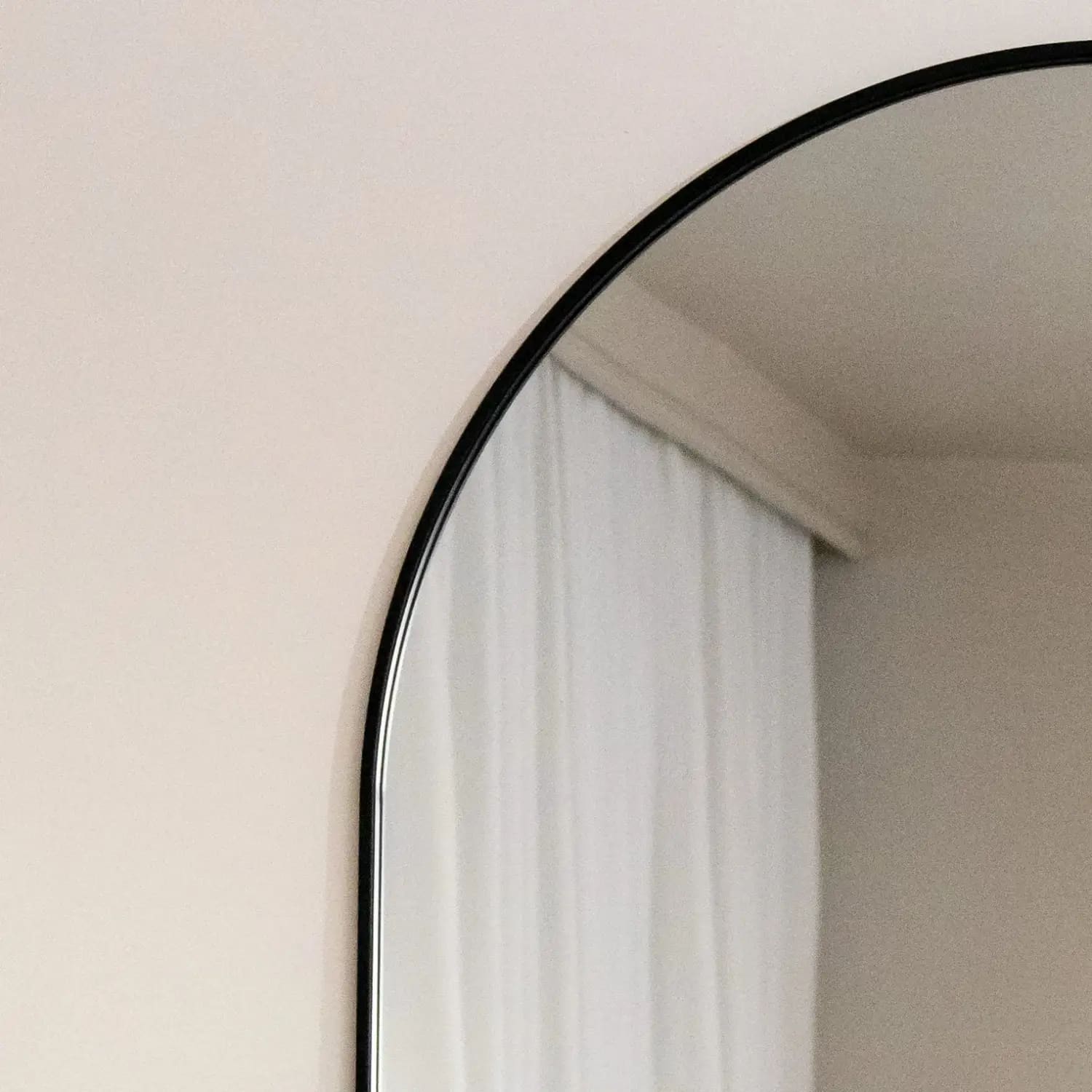 Emi - Full Length Black Metal Runway Oval Mirror - 150cm x 60cm